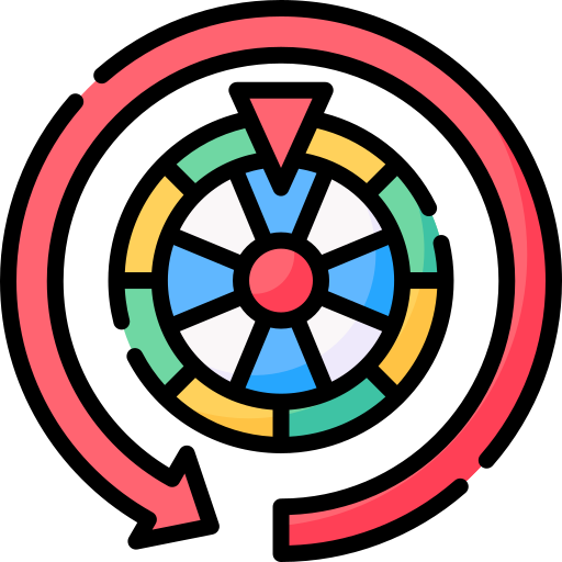 Icono de ruleta en juegos de azar.